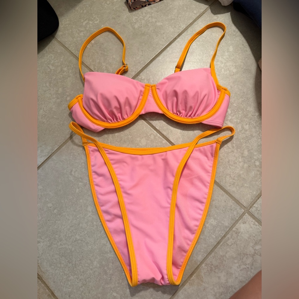 Pink and Orange Bikini Set
